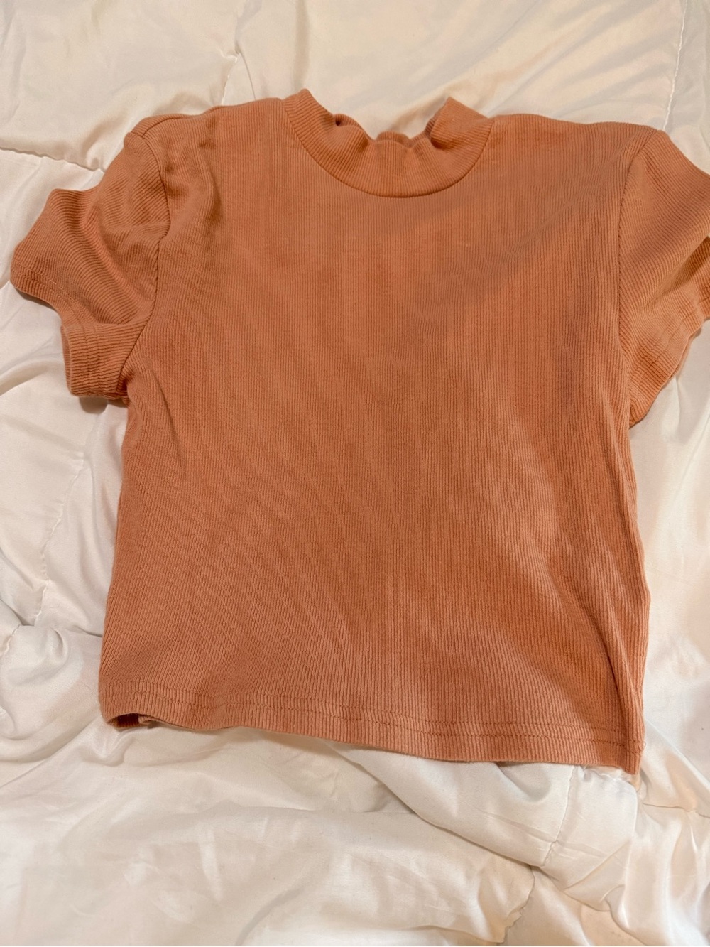 Me to We Short Sleeve Ribbed Tee - Peachy Orange